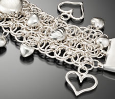 Wide Chain Maille Bracelet with Multi Hearts