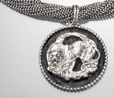 Tiger on Black and Silver Disc